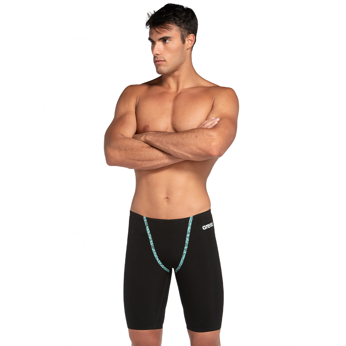 Mens Powerskin Primo Black Teal Jammer
